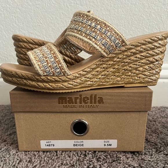 NIB Mariella Wedge Wedge Sandal 9.5 Beige - Picture 12 of 13